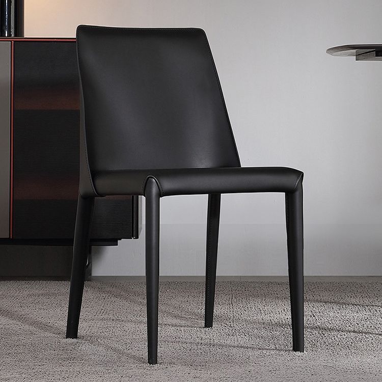Modern Parsons Side Chair Matte Finish Leather Curved Armless Chair Clearhalo ' kitchen&dining_furn' 'Dining Chairs' 'Dining Tables & Seating' 'dining_chair' 'Furniture' 'furniture_dining_chair' 'Kitchen & Dining Furniture' 'kitchen' 1200x1200_935f081a-c8b3-488d-950a-df027a60fa9a