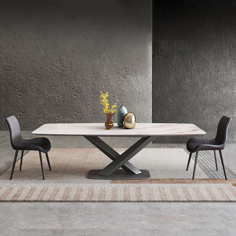 Sintered Stone Table for Restaurant Industrial Rectangle Dining Table Metal Pedestal Clearhalo ' dining_table' 'Dining Tables & Seating' 'Dining Tables' 'furn' 'furn_dining_table' 'Furniture' 'furniture_dining_table' 'Kitchen & Dining Furniture' 'kitchen&dining_furn' 'kitchen' 'kitchen_dining_table' 1200x1200_935f25fd-29b6-4688-bfec-16c92ac8731d