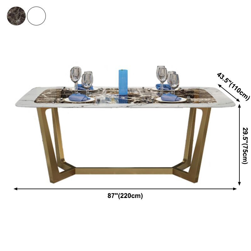Metal Traditional Luxury Rectangle Table Marble Top Table with Trestle Base Clearhalo ' dining_table' 'Dining Tables & Seating' 'Dining Tables' 'furn' 'furn_dining_table' 'Furniture' 'furniture_dining_table' 'Kitchen & Dining Furniture' 'kitchen&dining_furn' 'kitchen' 'kitchen_dining_table' 1200x1200_9360272f-d186-4d1b-9071-4890c3b1273e