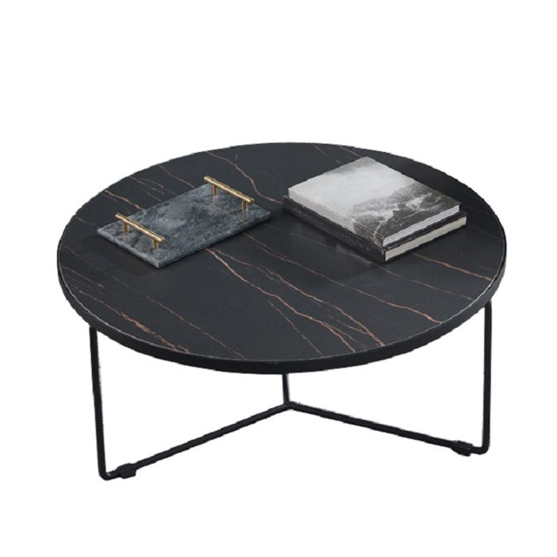 Style moderne Slate / Wood Top Metal Fer Base Rond Table basse