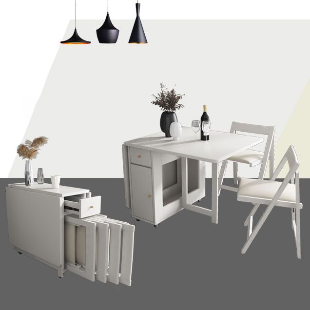 3/5/7ピースモダンな白い木製長方形の折りたたみ折りたたみダイニングセット