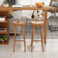 Industrial Counter High Stool Solid Wood Backless Bar Stool with 4 Legs