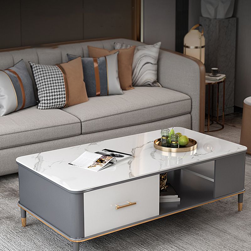 Mesa de centro Glam de 17" de alto, mesa de cóctel rectangular con cajón