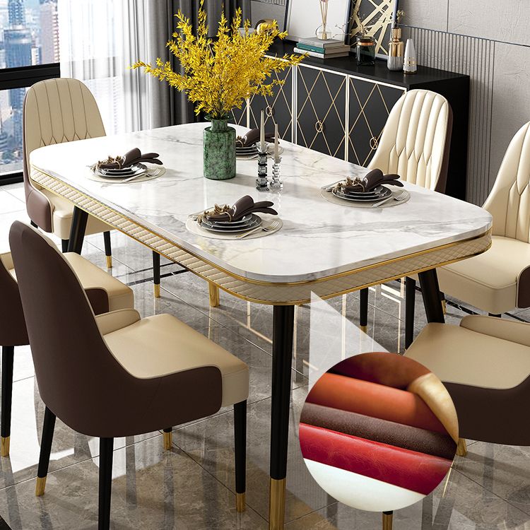 Contemporary Dining Table Sets with Sintered Stone Table and Cushion Chairs Clearhalo 'Dining Room Sets' 'Dining Tables & Seating' 'dining_room_set' 'furn' 'furn_dining_room_set' 'Furniture' 'furniture_dining_room_set' 'Kitchen & Dining Furniture' 'kitchen&dining_furn' 'kitchen' 1200x1200_9365b5f0-8abd-4ffe-81e8-b49807941e77