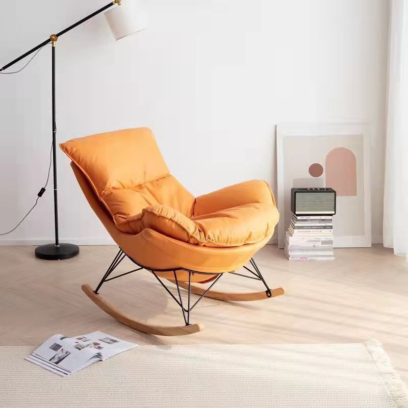 Leisure Pure Color Glider Chair Faux Leather Water Resistant with Ottoman Clearhalo 'Chairs & Seating' 'furn' 'furn_rocking_chairs' 'Furniture' 'Living Room Furniture' 'Rocking Chairs' 'rocking_chairs' 1200x1200_93678a9b-edd2-4c8c-9d81-0f4916a9c9c8