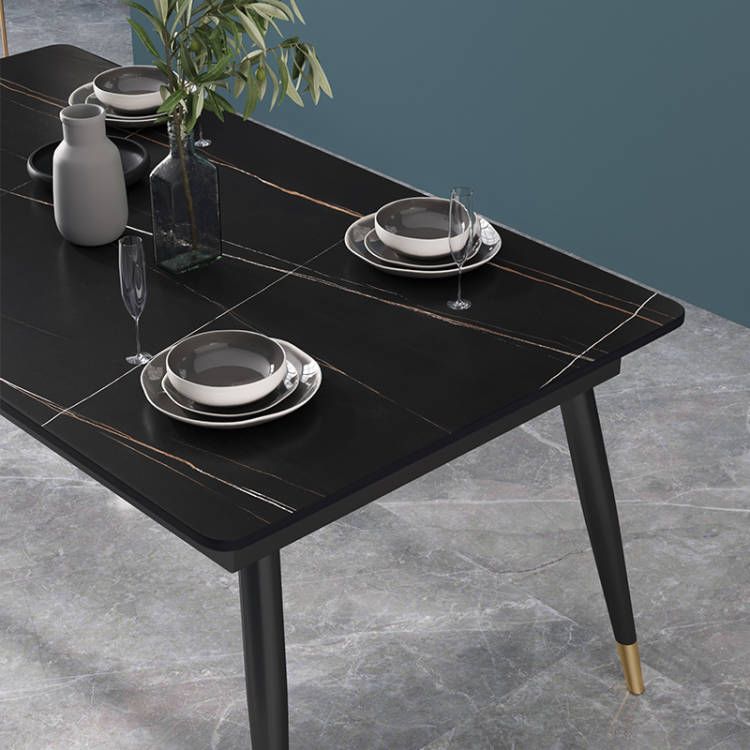 Glam Rectangle 1/3/4/5/7 Pieces Dinette Set Metal Legs Indoor Dining Table Set Clearhalo 'Dining Room Sets' 'Dining Tables & Seating' 'dining_room_set' 'furn' 'furn_dining_room_set' 'Furniture' 'Kitchen & Dining Furniture' 1200x1200_9367b83c-e390-4180-b514-81dacfa17527