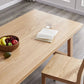 Modern Rectangular Light Brown Solid Wood Dining Table with Trestle Clearhalo 'Dining Tables & Seating' 'Dining Tables' 'dining_table' 'furn' 'furn_dining_table' 'Furniture' 'Kitchen & Dining Furniture' 1200x1200_9367c529-359e-40ee-a641-81a37e1893f2