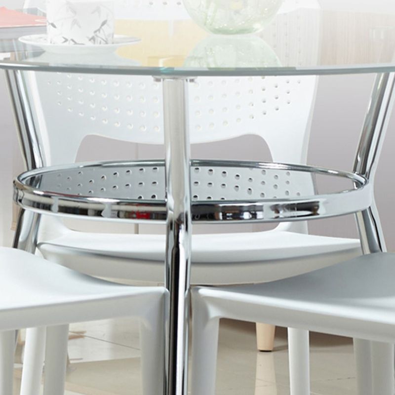 Tempered Glass Dining Table with Metal Base Modern Round Table with 3 Legs Clearhalo 'Dining Tables & Seating' 'Dining Tables' 'dining_table' 'furn' 'furn_dining_table' 'Furniture' 'furniture_dining_table' 'Kitchen & Dining Furniture' 'kitchen' 'kitchen_dining_table' 1200x1200_9367f14c-9387-4799-93c9-de48f7e0214e
