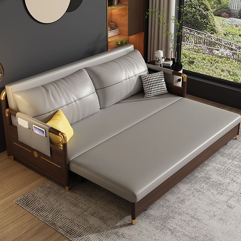 Contemporary Storage Sleeper Sofa Solid Wood  Square Arm Sofa Bed