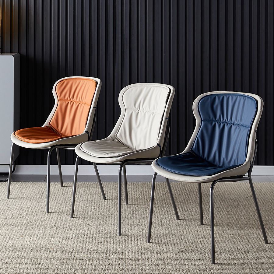 Industrial Style Leather Dining Armless Chairs Solid Back Dining Chair for Kitchen Clearhalo ' kitchen&dining_furn' 'Dining Chairs' 'Dining Tables & Seating' 'dining_chair' 'furn' 'furn_dining_chair' 'Furniture' 'furniture_dining_chair' 'Kitchen & Dining Furniture' 'kitchen' 1200x1200_936a3e17-b6fb-42fc-b1bc-524e8dd7bbfd