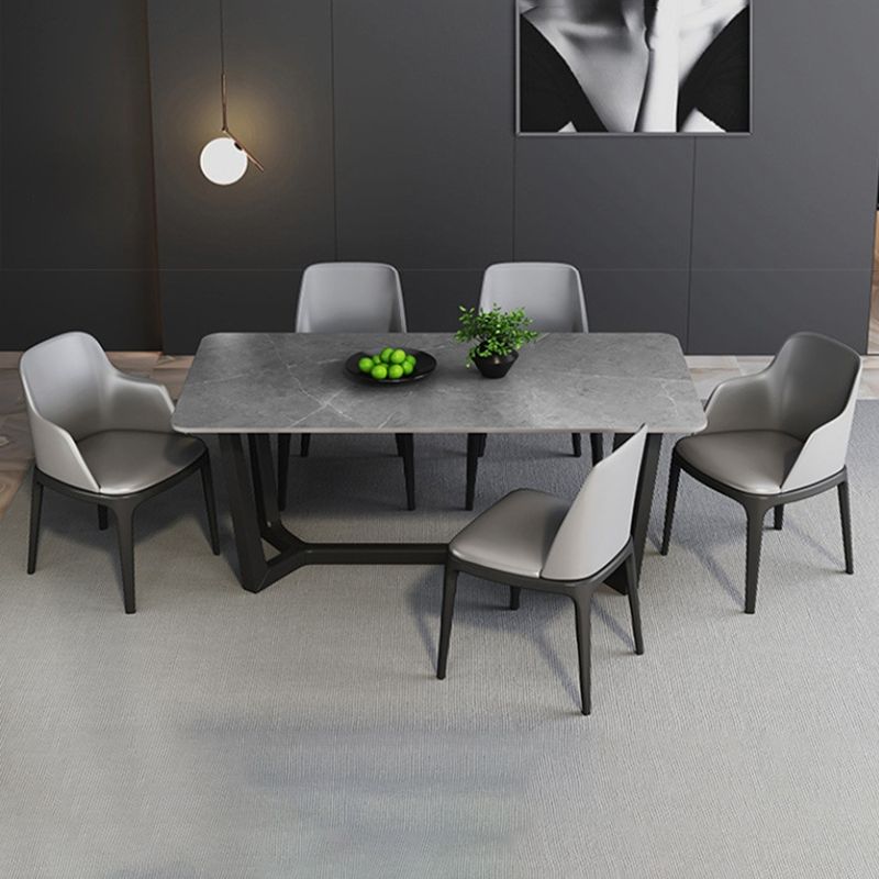 Grey Designer 1/2/5/6/7 Pieces Dining Table Set Rectangle Stone Dinette Set Clearhalo 'Dining Room Sets' 'Dining Tables & Seating' 'dining_room_set' 'furn' 'furn_dining_room_set' 'Furniture' 'Kitchen & Dining Furniture' 1200x1200_936c21ba-945d-4f9a-9dbc-5db57eed0da8