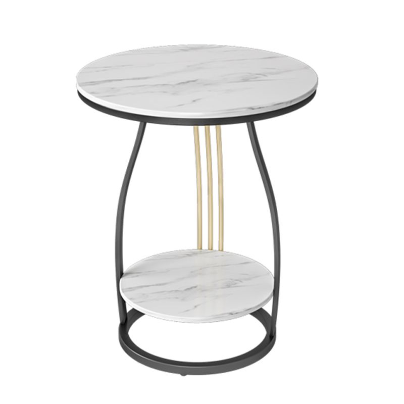 Modernistic Metal Frame End Table Round End Table with Slate Top