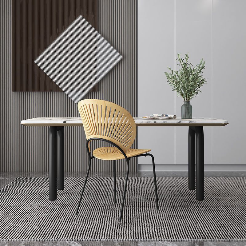 Sedie da pranzo a base di metallo in stile moderno sedia senza braccioli aperti