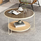 17.72" Tall Contemporary Style Cocktail Table Glass Top Round Coffee Table