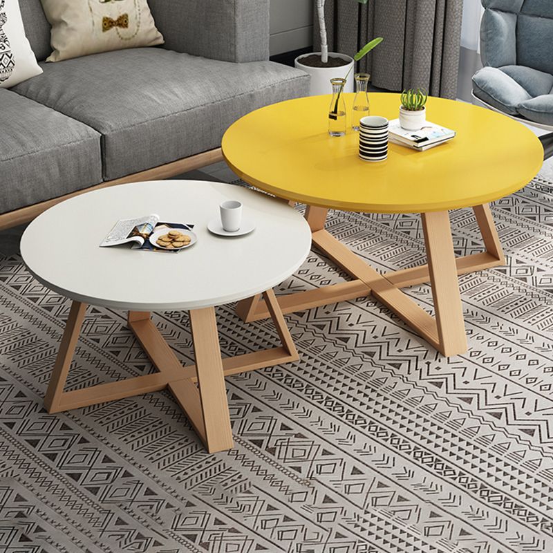 Contemporary Round Wood Coffee Table Cross Legs Cocktail Table Clearhalo 'Coffee & Accent Tables' 'Coffee Tables' 'coffee_tables' 'furn' 'furn_coffee_tables' 'Furniture' 'Living Room Furniture' 1200x1200_936ea177-49db-49ad-9d70-b8fc62cfc9ec