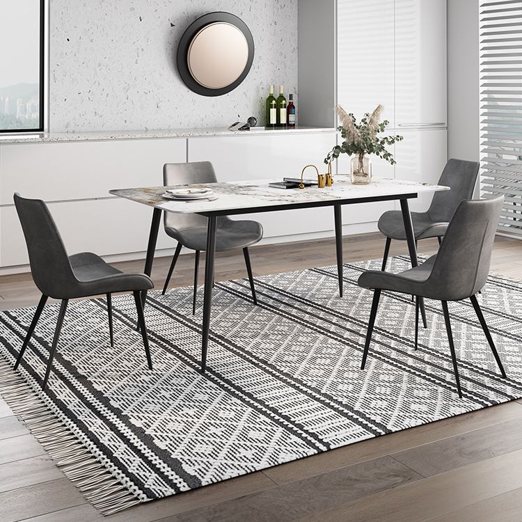 Rechthoek witte eettafel gesinterde stenen tafel industrieel met 4 poten