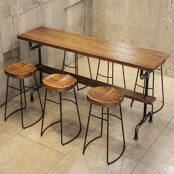 Industrial Wood Counter Table with Rectangle Table Top Black Trestle Table - 42" H Clearhalo 'Bar Furniture' 'Bar Tables' 'bar_tables' 'furn' 'furn_bar_tables' 'Furniture' 'furniture_bar_tables' 'Kitchen & Dining Furniture' 1200x1200_936f9de5-f8b3-4687-aada-840bc7b3f4b3