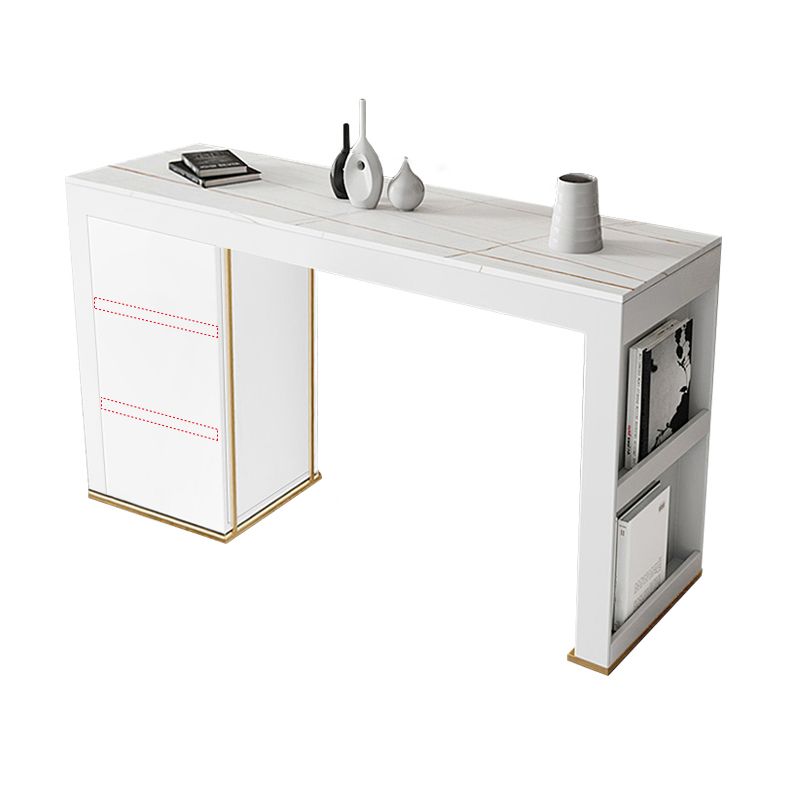 Stone Top Bar Stool Table Glam Style Rectangle Pub Table with Storage Clearhalo 'Bar Furniture' 'Bar Tables' 'bar_tables' 'furn' 'furn_bar_tables' 'Furniture' 'Kitchen & Dining Furniture' 1200x1200_936fe51c-eb8a-492b-bc02-a22321bb9c27