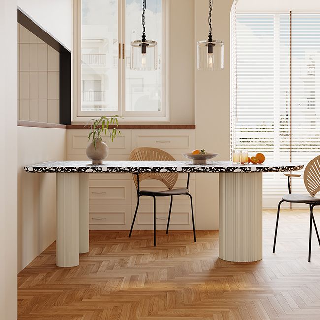 Free Form Contemporary Dining Table for Home Stone Dinette Table with 3 Legs Clearhalo 'Dining Tables & Seating' 'Dining Tables' 'dining_table' 'furn' 'furn_dining_table' 'Furniture' 'Kitchen & Dining Furniture' 1200x1200_9370654d-1eb8-432b-82b5-8d5216a01919