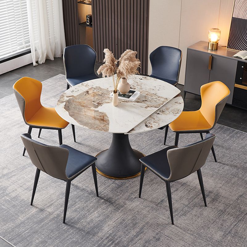 Luxury Sintered Stone Dining Table Round Table with Black Metal Base Clearhalo ' dining_table' 'Dining Tables & Seating' 'Dining Tables' 'furn' 'furn_dining_table' 'Furniture' 'furniture_dining_table' 'Kitchen & Dining Furniture' 'kitchen&dining_furn' 'kitchen' 'kitchen_dining_table' 1200x1200_9371154f-296e-4e5f-8247-811dc67acd03