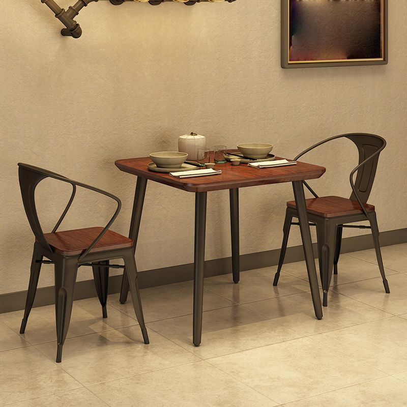 Mesa de comedor de madera sólida Mesa de comedor cuadrada industrial con 4 patas