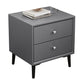 Modern Faux Leather Nightstand 2-Drawer Storage Solid Wood 19 Inch H Night Table