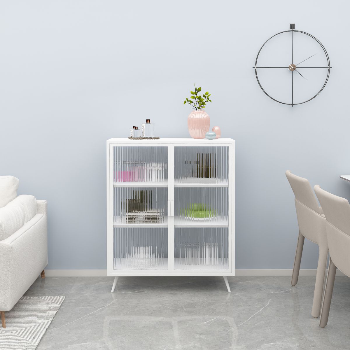 Glass Door Iron Sideboard Modern Server Cabinet with Storage for Kitchen Dining Room Clearhalo 'buffet_sideboard' 'Buffets & Sideboards' 'furn' 'furn_buffet_sideboard' 'Furniture' 'furniture_buffet_sideboard' 'Kitchen & Dining Furniture' 1200x1200_9373b2c8-fbb6-40a9-bce1-fa36936db03d