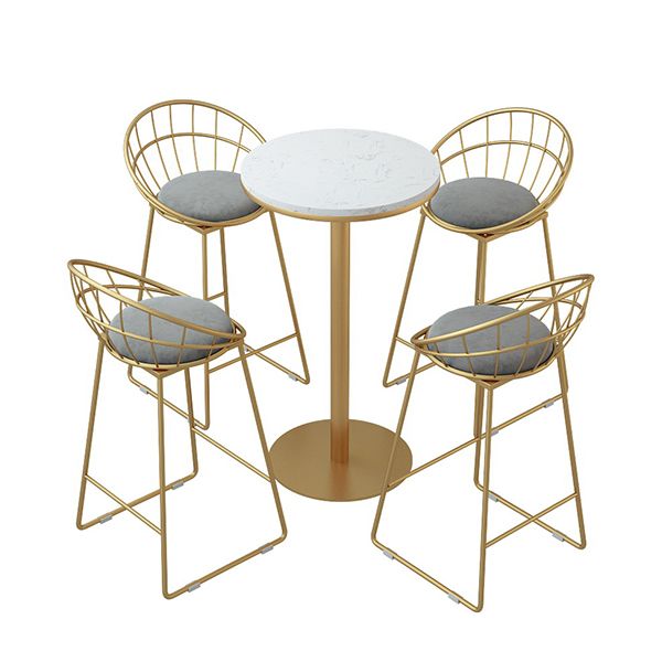 1/5 Pieces Glam Round Bar Table Set Bistro Set with White Faux Marble Top Clearhalo 'Bar Furniture' 'furn' 'furn_home_bar_bar_sets' 'Furniture' 'Home Bars & Bar Sets' 'home_bar_bar_sets' 'Kitchen & Dining Furniture' 1200x1200_9374adcb-9c82-492d-955c-494aacb6051e