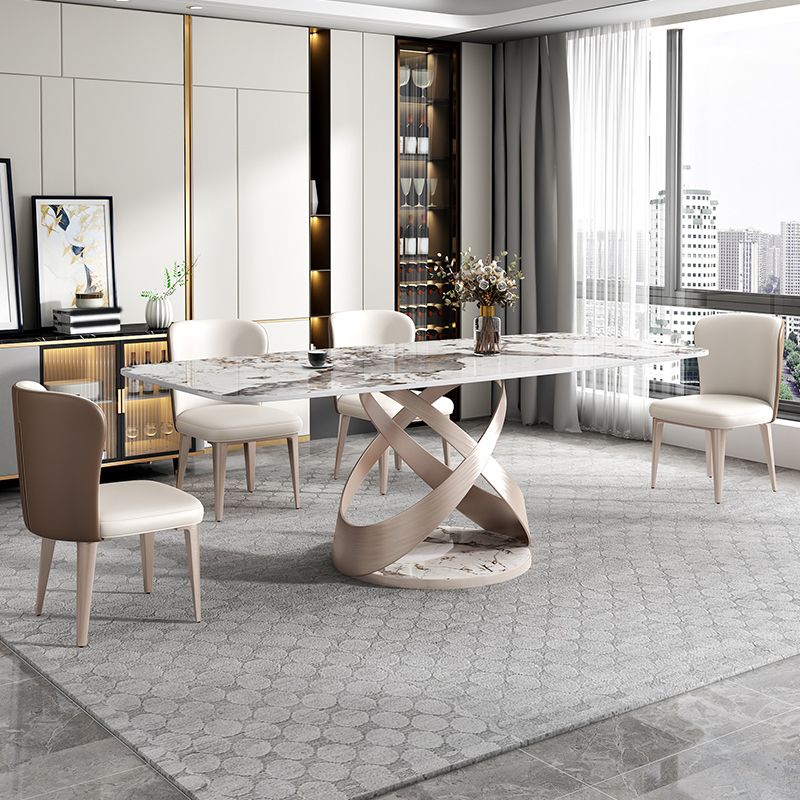 Glam Dining Table Set 1/4/5/7 Pieces Stone Dining Furniture with Chairs Clearhalo 'Dining Room Sets' 'Dining Tables & Seating' 'dining_room_set' 'furn' 'furn_dining_room_set' 'Furniture' 'Kitchen & Dining Furniture' 1200x1200_93757bb1-db90-4a93-8e75-d5cc1ebeac39