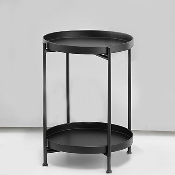 Tavolo laterale superiore del vassoio rotondo della metà del secolo Metal 4 gambe tavolino con scaffale