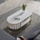 Oval Top Coffee Table Steel Sled Base Cocktail Table with Shelf