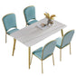 Set da tavolo da pranzo rettangolare glam 1/4/5/7 pezzi dinette set con top in pietra sinterizzata bianca