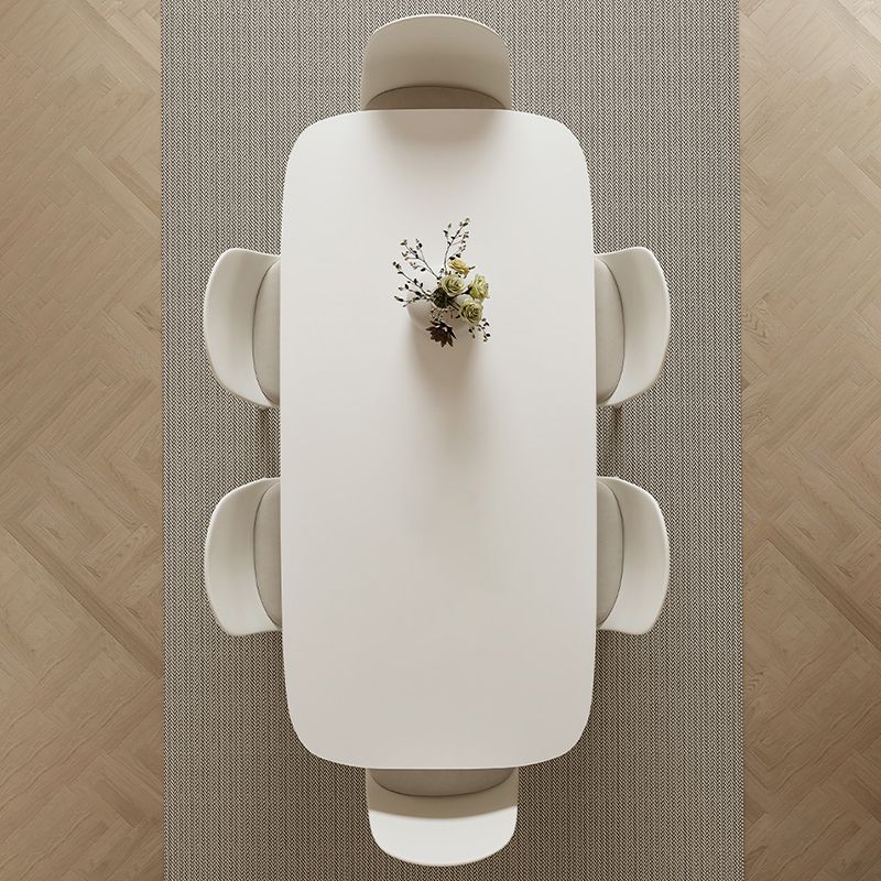 モダンなダイニングセット1/3/5 PCS布張りの椅子付きの焼結石ダイニングテーブル