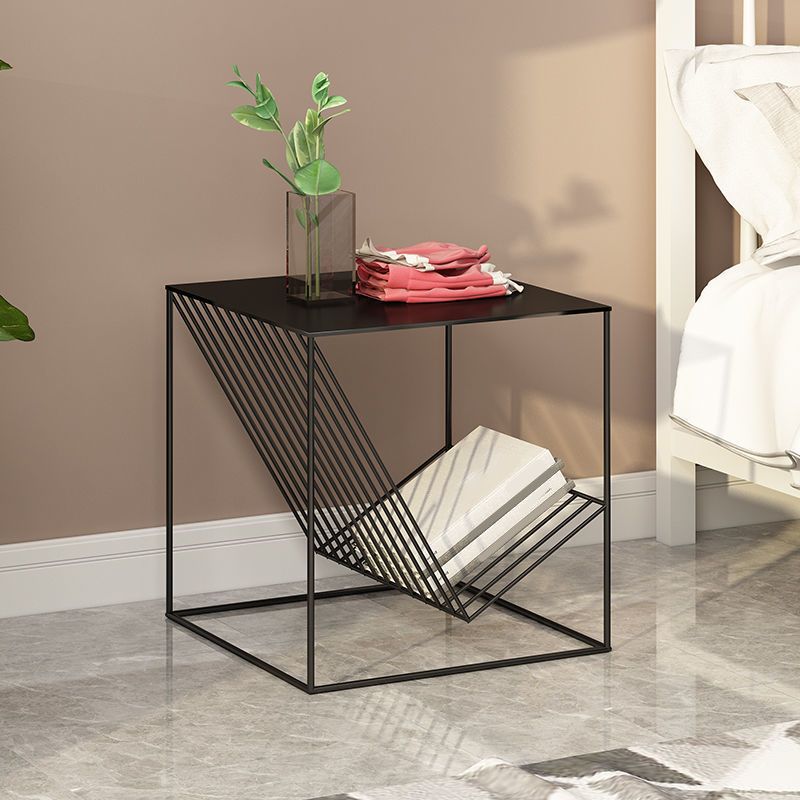 19.6" Tall Square Side Table Frame Ironcraft End Table with Magazine Holder Clearhalo 'Coffee & Accent Tables' 'End & Side Tables' 'end_side_tables' 'furn' 'furn_end_side_tables' 'Furniture' 'Living Room Furniture' 1200x1200_937f9e31-bf7e-4119-b060-48e15de70e2e