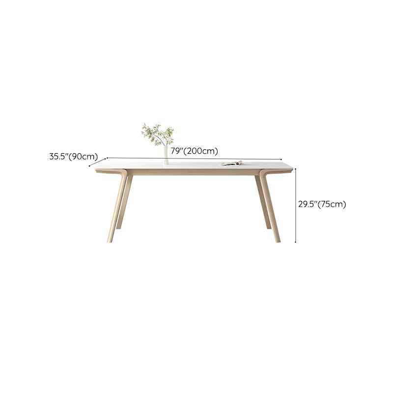 Mesa de comedor rectangular de madera maciza con 4 patas, mesa de comedor para comedor