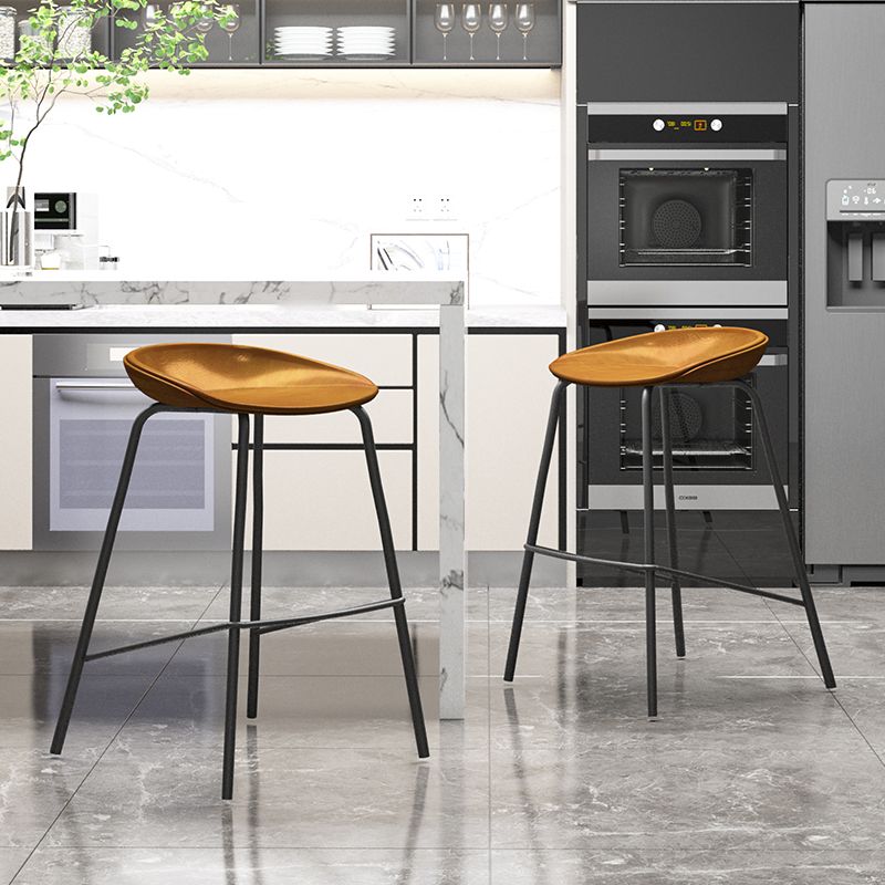 Industrial Black Legs Bar Stools Indoor Faux Leather Counter Chair