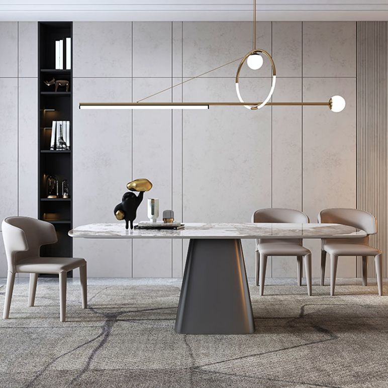 Modern Style Rectangle Dining Table Sintered Stone Pedestal Dining Table for Home Use Clearhalo ' dining_table' 'Dining Tables & Seating' 'Dining Tables' 'furn' 'furn_dining_table' 'Furniture' 'furniture_dining_table' 'Kitchen & Dining Furniture' 'kitchen&dining_furn' 'kitchen' 'kitchen_dining_table' 1200x1200_9386402e-6bac-4164-99ea-82bb413027f1