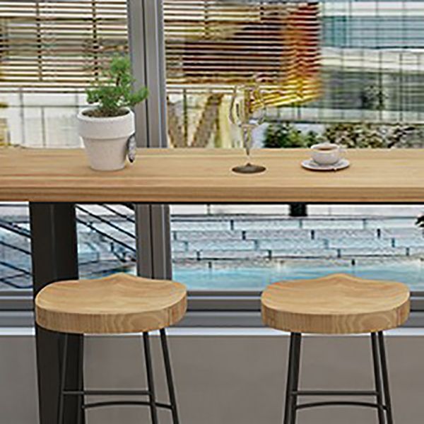 Contoured Seat Dining Stools Solid Wood Bar Stools with Footrest