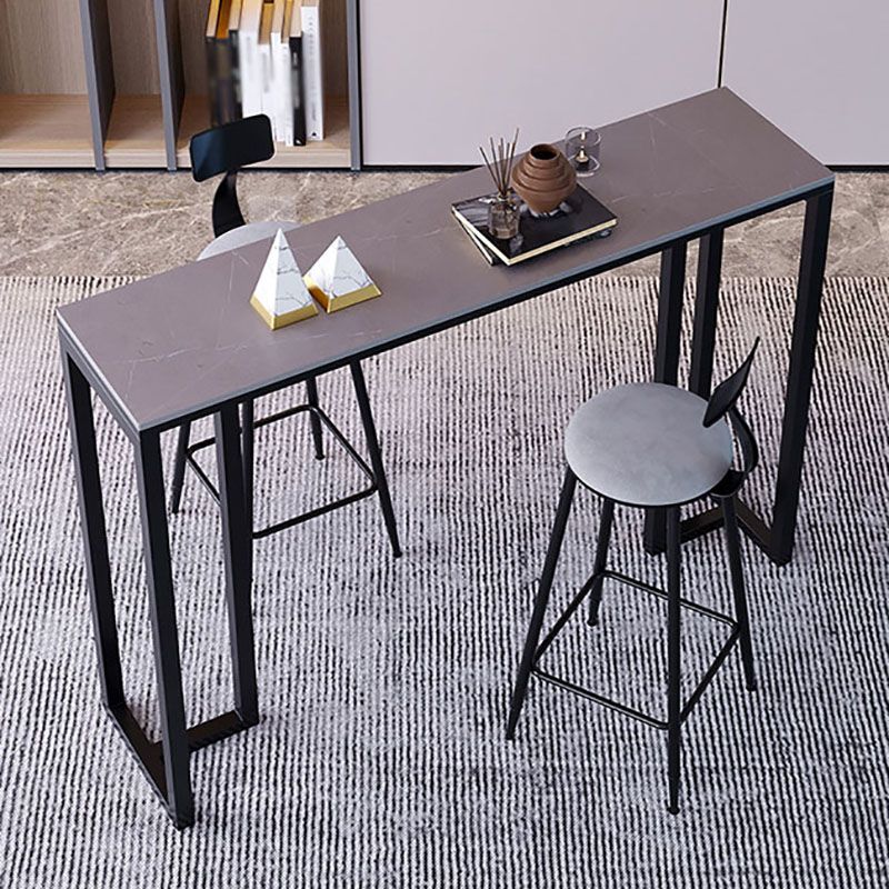 Industrial Rectangle Indoor Bar Dining Table Grey Stone Bistro Table Fixed Table Clearhalo 'Bar Furniture' 'Bar Tables' 'bar_tables' 'furn' 'furn_bar_tables' 'Furniture' 'furniture_bar_tables' 'Kitchen & Dining Furniture' 'kitchen&dining_furn' 'kitchen' 1200x1200_9388efc5-e87e-4aa4-9f66-3cd5b12fb2b4