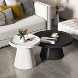 Round Tray Top Coffee Table Metal Black/White Cocktail Table
