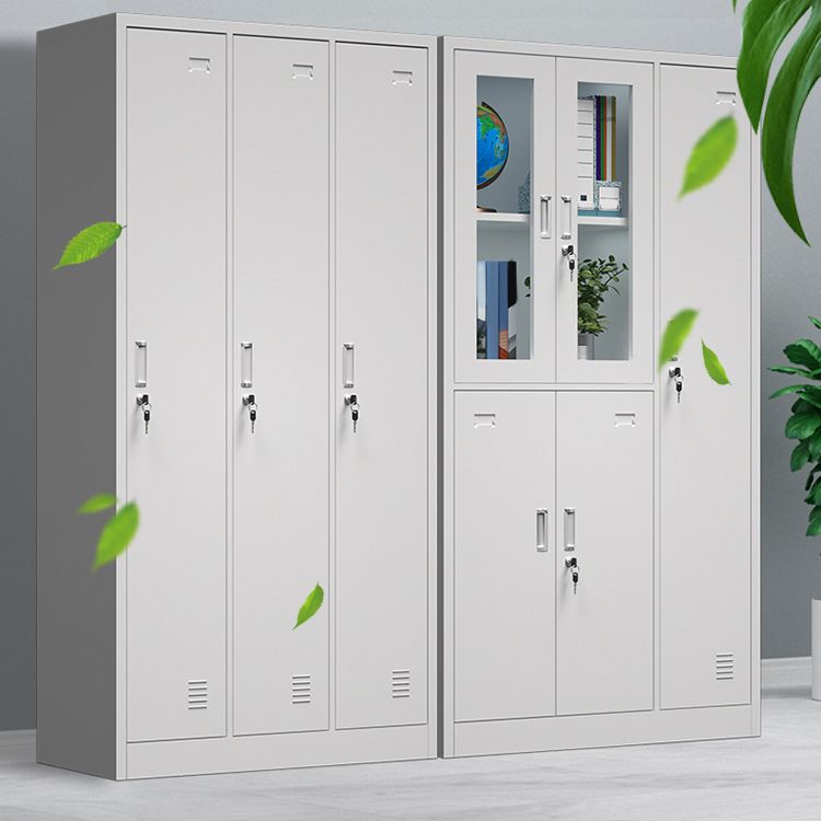 Modern Grey Storage Cabinet with Hinged Door Metal Cabinet for Bathroom Clearhalo 'Armoires & Wardrobes' 'armoires_wardrobes' 'Bedroom Furniture' 'furn' 'furn_armoires_wardrobes' 'Furniture' 1200x1200_938b885c-3742-4ba0-b8b2-d623556dbeed
