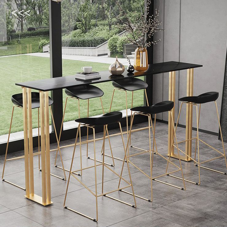 Stenen bar eettafel traditionele luxe rechthoekige bar eettafel met sleeënbasis