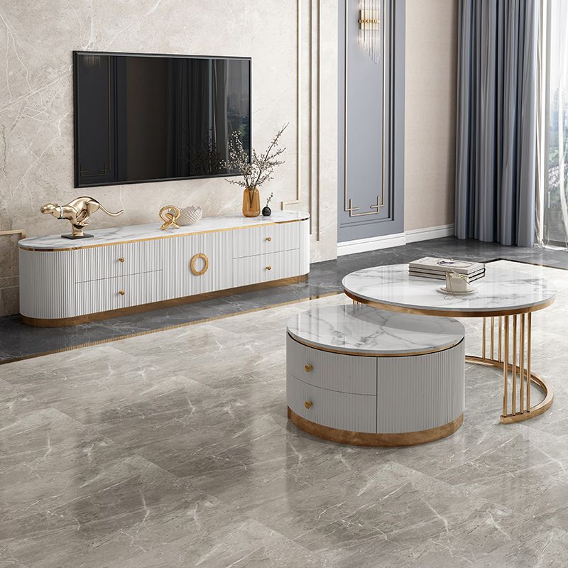 Glam Marble TV Stand Console Enclosed Storage TV Media Stand with Doors for Living Room Clearhalo 'furn' 'furn_tv_stands_entertainment_centers' 'Furniture' 'Living Room Furniture' 'TV Stands & Entertainment Centers' 'TV Stands & Media Storage Furniture' 'tv_stands_entertainment_centers' 1200x1200_938da564-f315-4579-9b66-9817fae63039