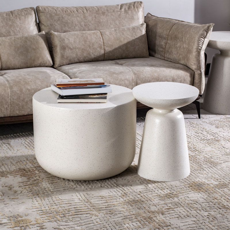 Round White Metal Coffee Table Pedestal 1 Single Cocktail Table Clearhalo 'Coffee & Accent Tables' 'Coffee Tables' 'coffee_tables' 'furn' 'furn_coffee_tables' 'Furniture' 'Living Room Furniture' 1200x1200_938e3ee1-5f2b-4d1c-9b04-3f01e0ac2ec6