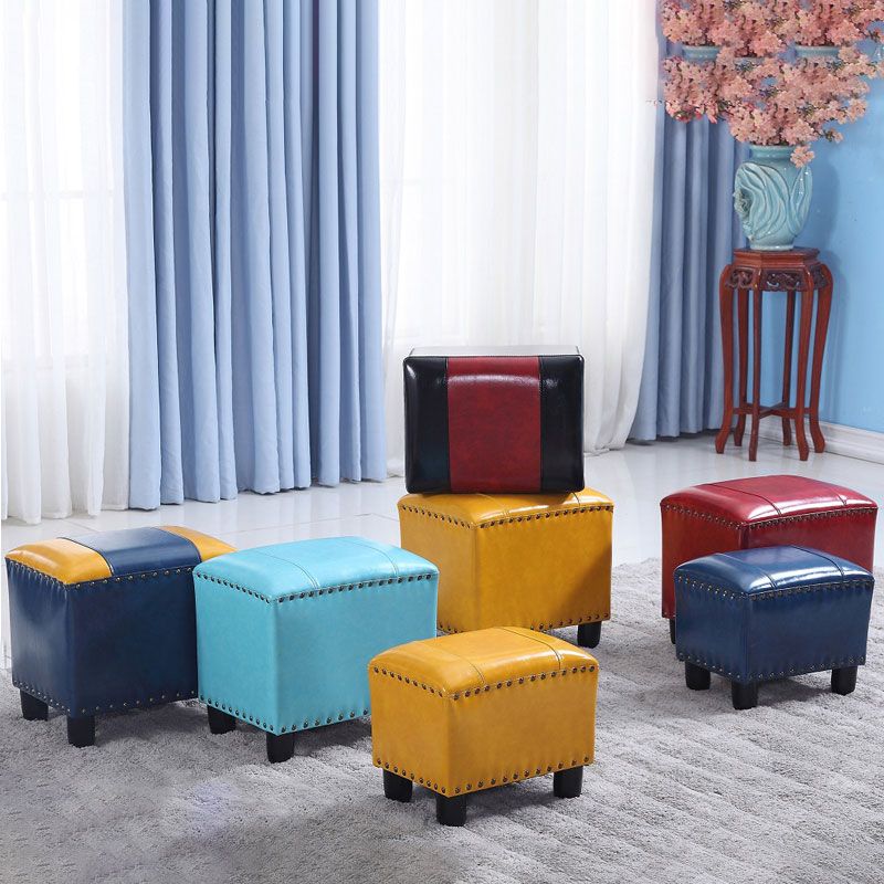Modern Leather Standard Rectangle Nail Decoration Indoor Standard Clearhalo 'furn' 'furn_ottomans_poufs' 'Furniture' 'Living Room Furniture' 'Ottomans & Poufs' 'ottomans_poufs' 1200x1200_938ef5a0-c405-467f-a4d3-774270164f06