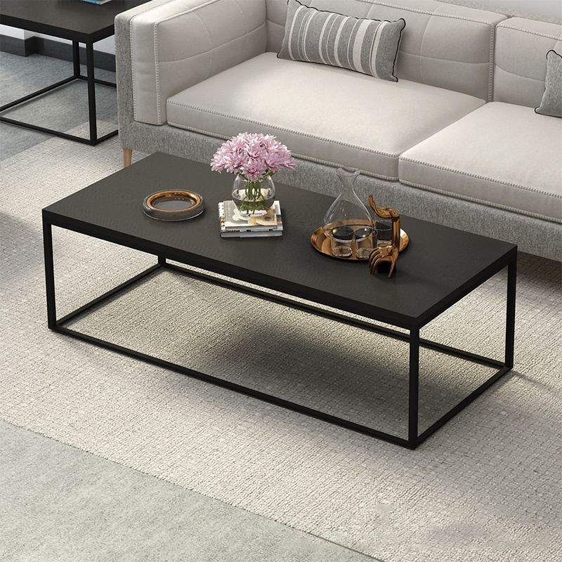 17.7" Tall Wooden Rectangle Top Coffee Table Iron Frame Base Cocktail Table Clearhalo 'Coffee & Accent Tables' 'Coffee Tables' 'coffee_tables' 'furn' 'furn_coffee_tables' 'Furniture' 'Living Room Furniture' 1200x1200_93904bdc-8dd8-4f44-9402-df4bc5d4a4c9