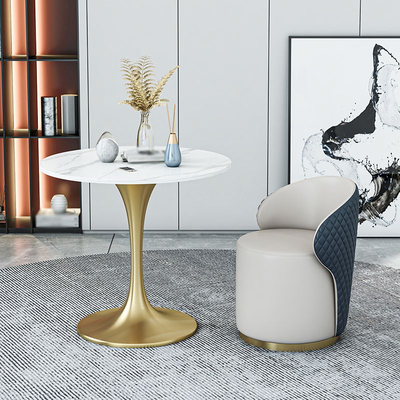 Glam 1/2/4/5 Pieces Gold Dinette Set with White Sintered Stone Top Round Dining Table Set Clearhalo 'Dining Room Sets' 'Dining Tables & Seating' 'dining_room_set' 'furn' 'furn_dining_room_set' 'Furniture' 'furniture_dining_room_set' 'Kitchen & Dining Furniture' 1200x1200_939181a4-b676-4cb7-8b1e-116f125f6031