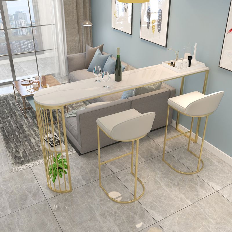 Stone Bar Dining Table Modern Oval Bar Table with Double Pedestal for Milk Tea Shop Clearhalo 'Bar Furniture' 'Bar Tables' 'bar_tables' 'furn' 'furn_bar_tables' 'Furniture' 'furniture_bar_tables' 'Kitchen & Dining Furniture' 1200x1200_93934f66-9f32-4bce-b96e-3f27c4dbeec1