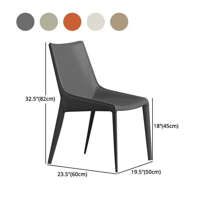 Modern Leather Indoor-Outdoor Armless Chair Solid Back Side Chair Clearhalo 'Dining Chairs' 'Dining Tables & Seating' 'dining_chair' 'furn' 'furn_dining_chair' 'Furniture' 'furniture_dining_chair' 'Kitchen & Dining Furniture' 1200x1200_9393df9c-6dec-43a6-ac30-d5ea15c432a7