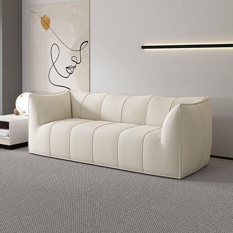 Contemporary White Cushions Flared Arm Fabric Living Room Seating Clearhalo 'furn' 'furn_sofas' 'Furniture' 'Living Room Furniture' 'Sofa' 'sofas' 1200x1200_93941c23-a337-4dcc-9e26-62f911a41636